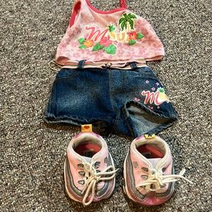 Used - Build A Bear Short Set and Sketchers Sneakers